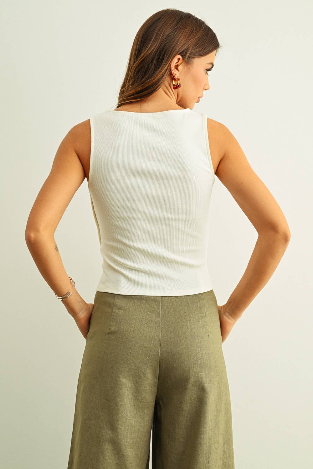 Effortless Ribbed Side Button Top