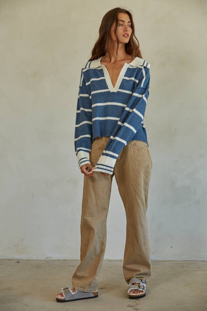 Weekend Stripe Polo Sweater