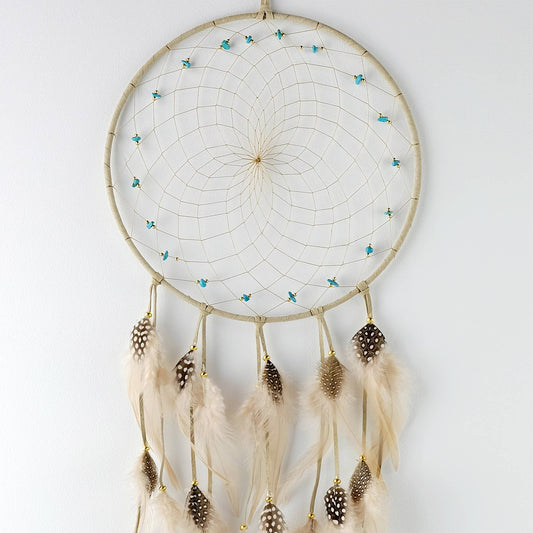 9" Brown Dream Catcher with Semi-precious Stones