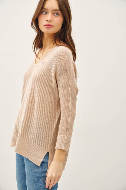 V Neck Dolman Sleeve Sweater