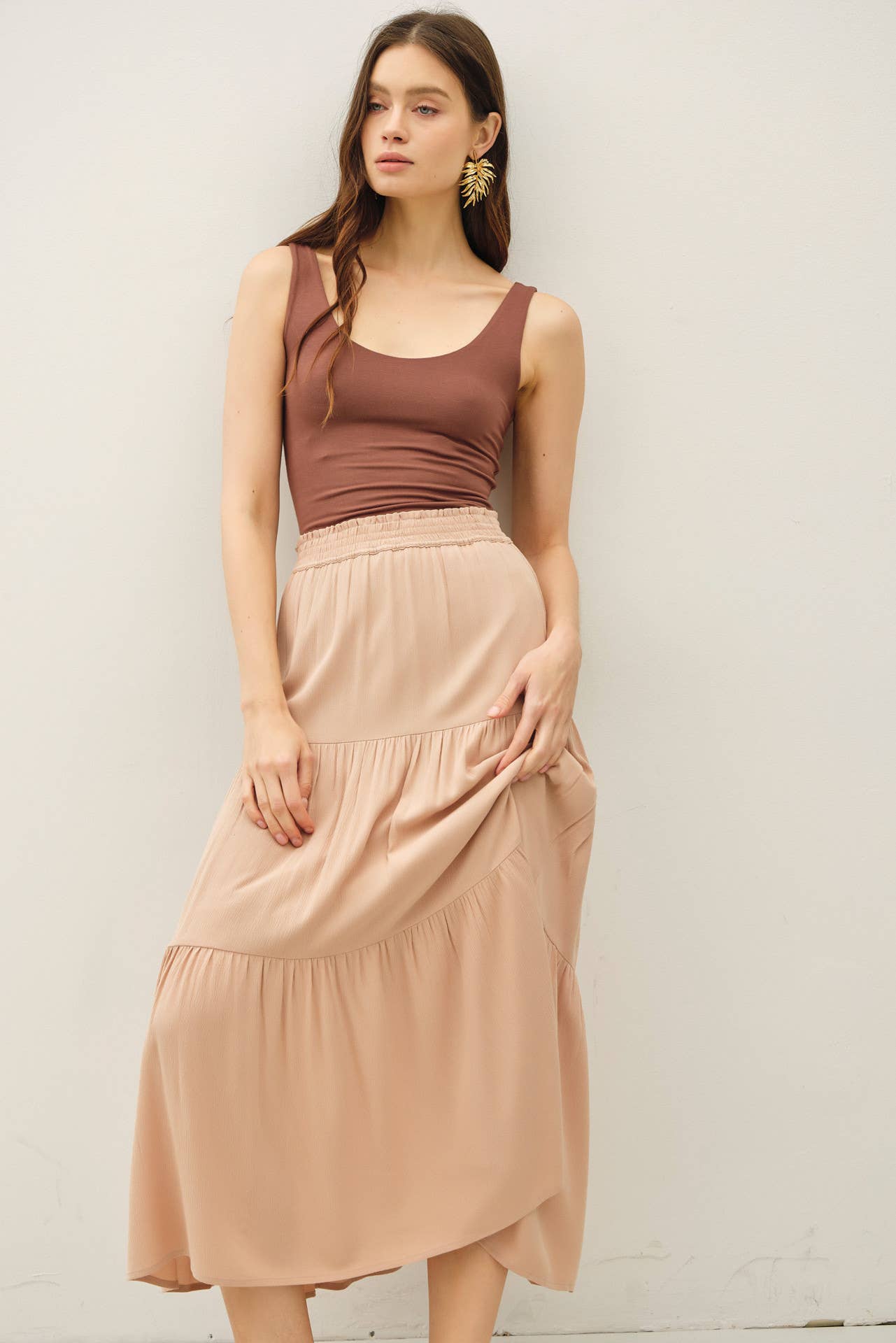 Smocked Waist Tiered Skirt