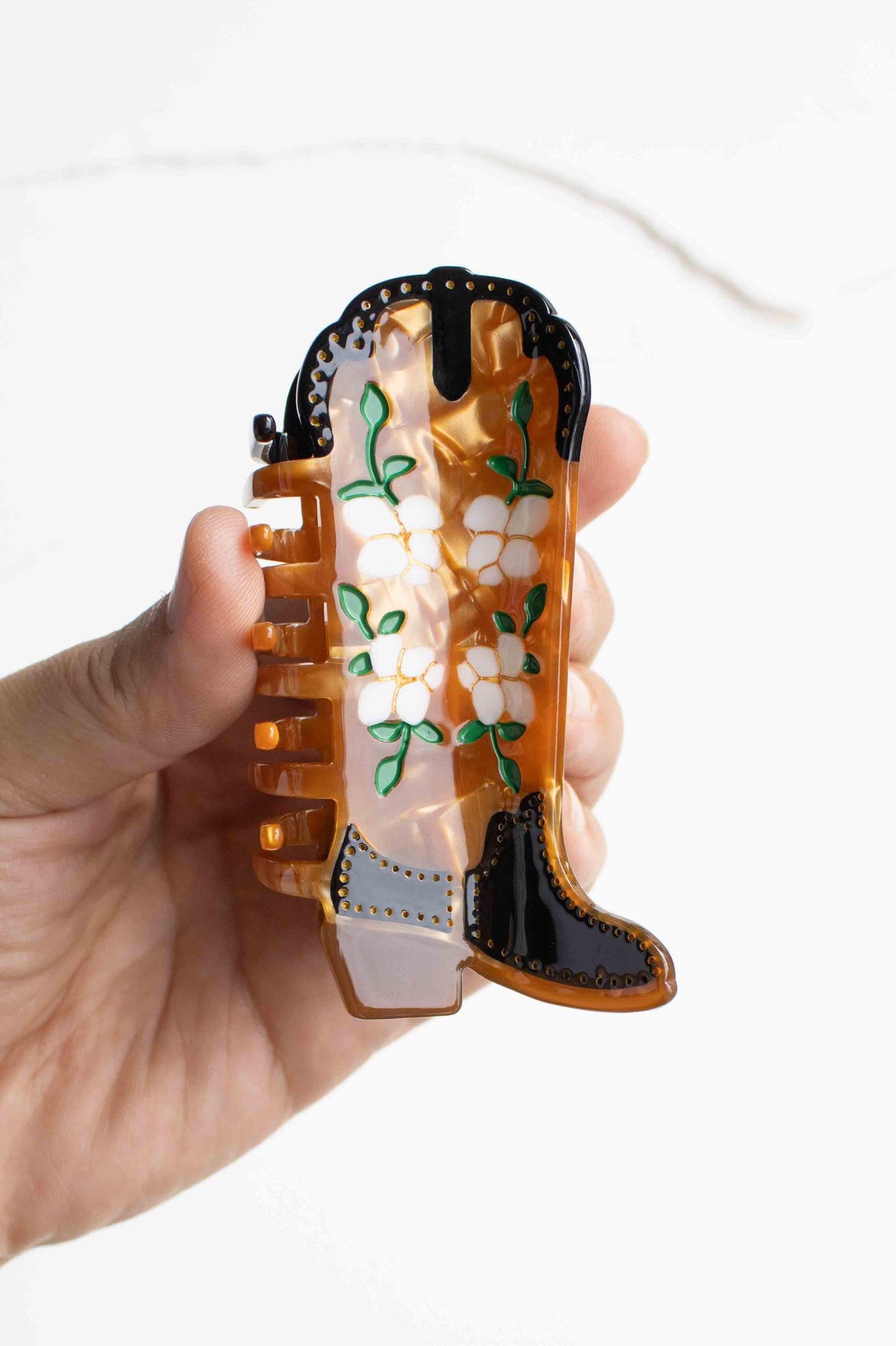 Magnolia Blossoms Western Boots Claw Clip