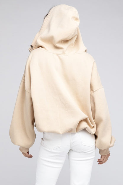 Stitch Detailed Elastic Hem Hoodie