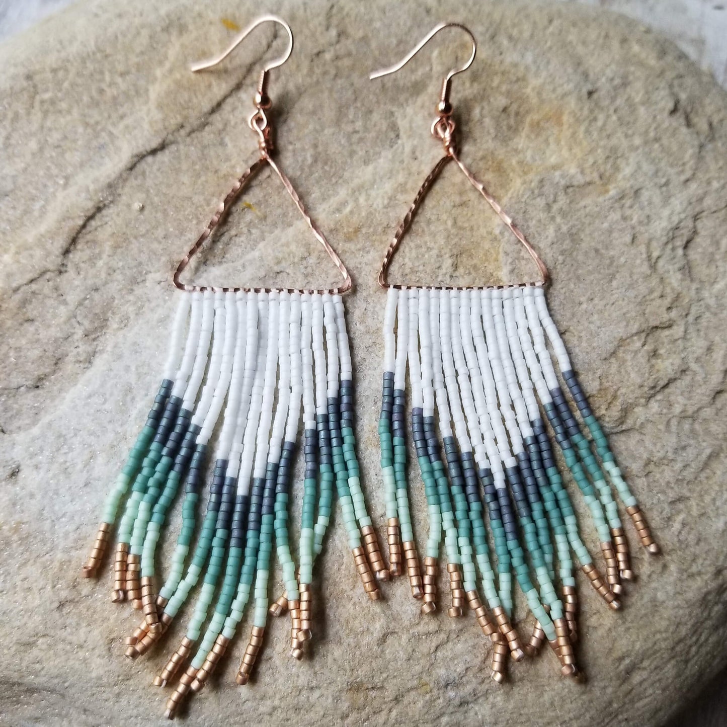 emerald city copper fringe earrings