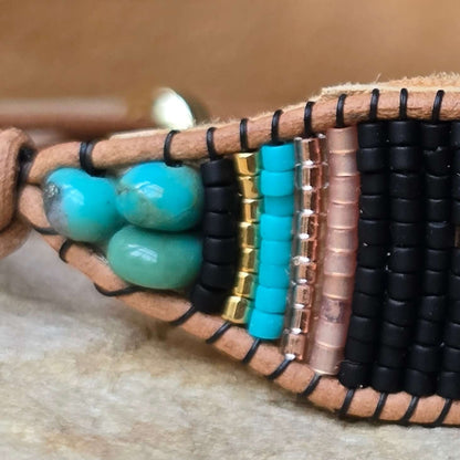 Echoed Truth Warrior Turquoise Large Beaded Cuff Bracelet