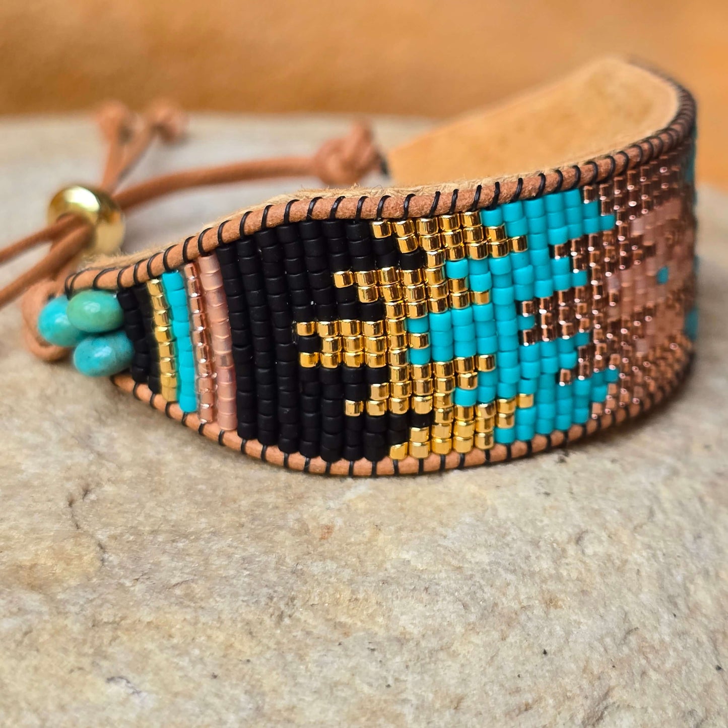 Echoed Truth Warrior Turquoise Large Beaded Cuff Bracelet