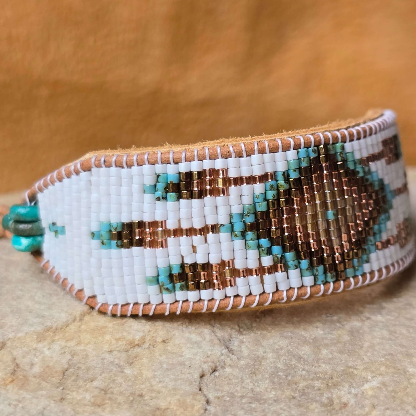 Turtle Island Dream Catcher Turquoise Large Beaded Cuff Bracelet