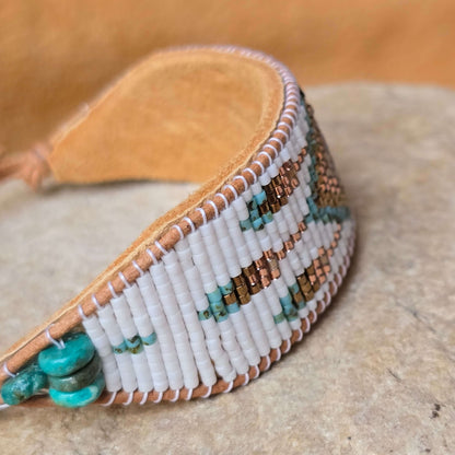 Turtle Island Dream Catcher Turquoise Large Beaded Cuff Bracelet