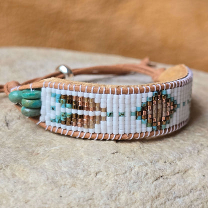 Turtle Island Flight of Courage Turquoise Medium Beaded Cuff Bracelet