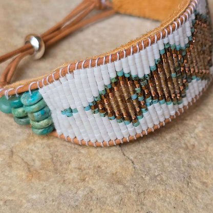 Turtle Island Fifth Dimension Turquoise Large Beaded Cuff Bracelet