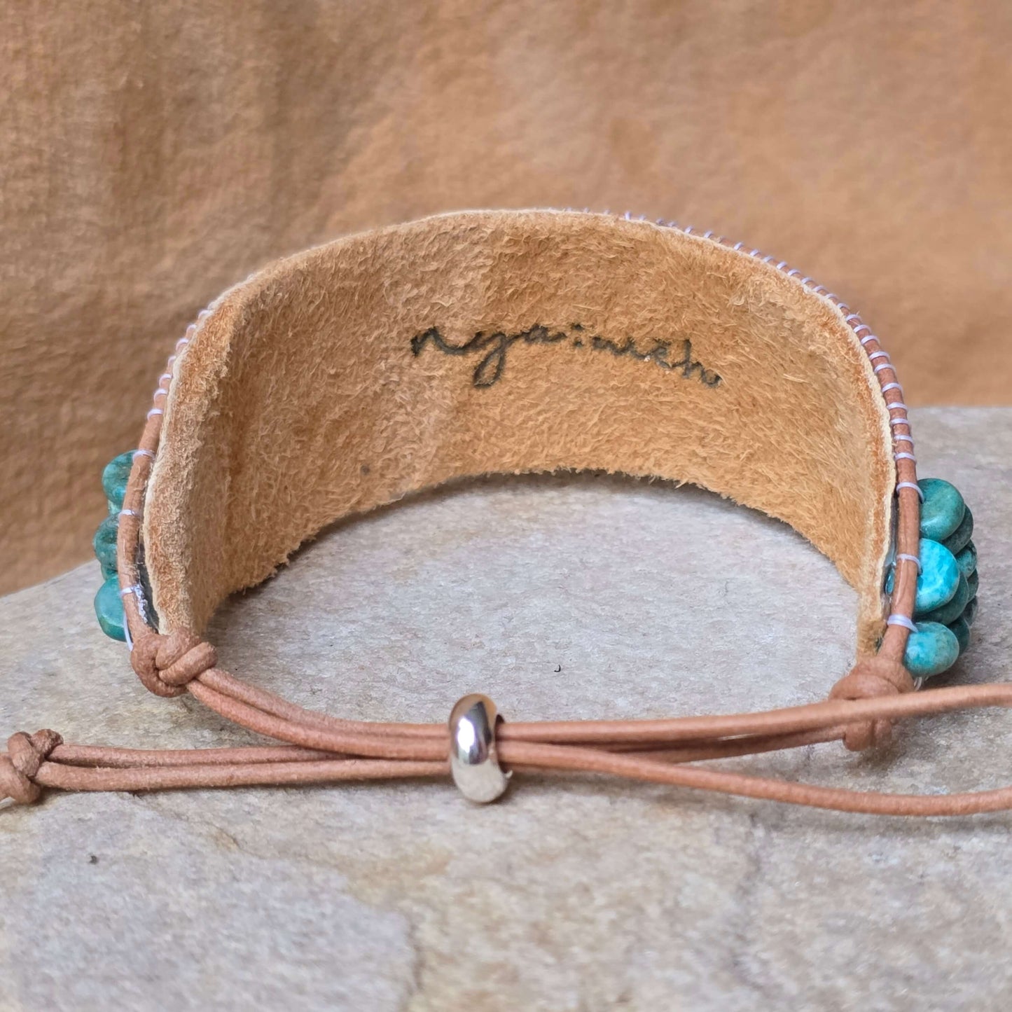 Echoed Truth Dream Catcher Turquoise Large Beaded Cuff Bracelet