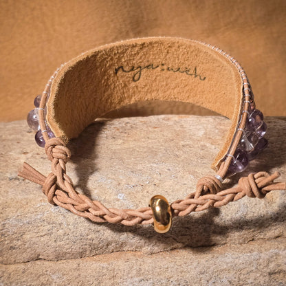 Twilight Dreamcatcher Amethyst Large Beaded Cuff Bracelet