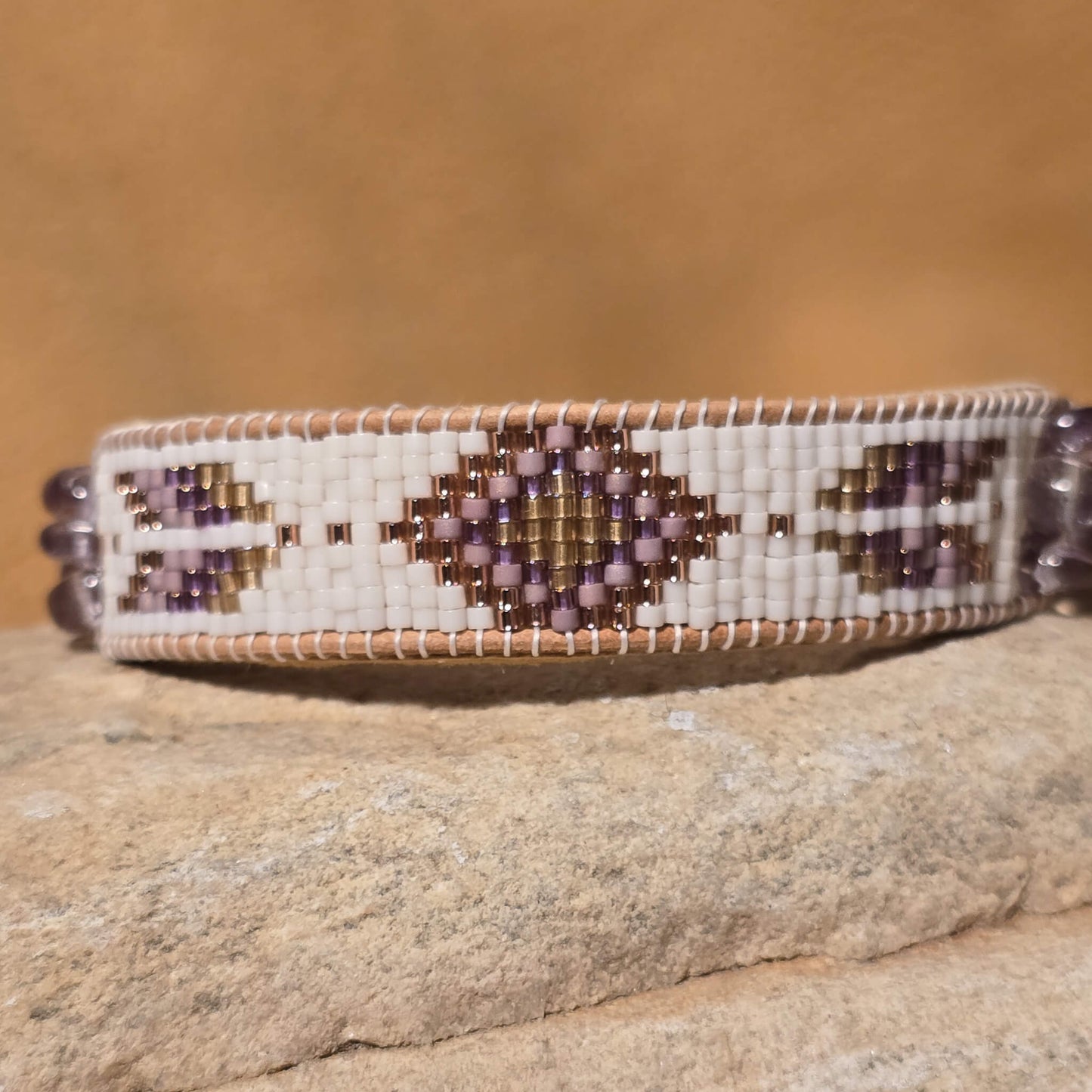 Twilight Flight of Courage Amethyst Medium Beaded Cuff Bracelet