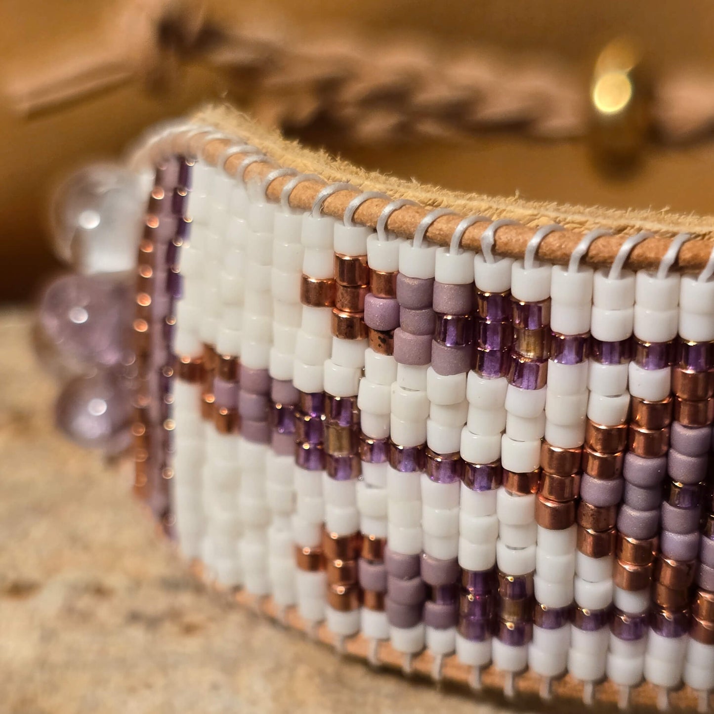 Twilight Dreamcatcher Amethyst Large Beaded Cuff Bracelet