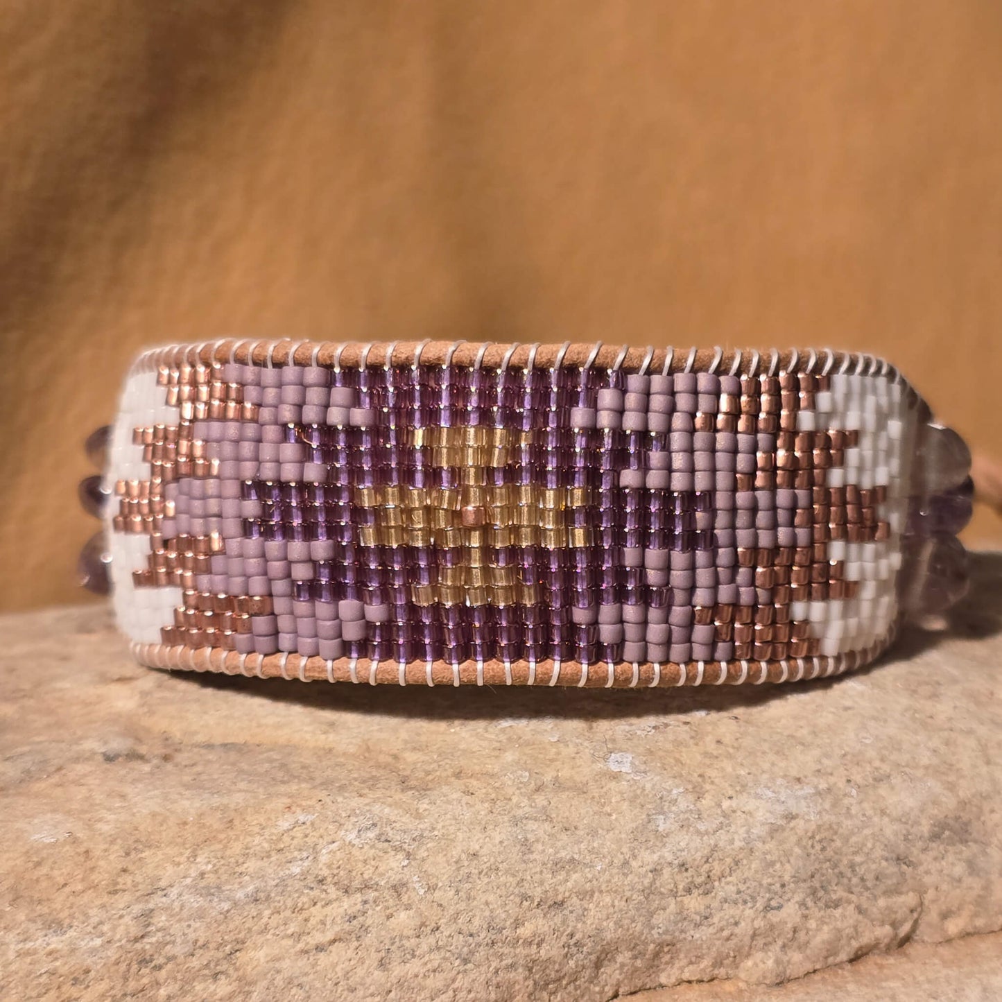 Twilight Warrior Amethyst Large Beaded Cuff Bracelet