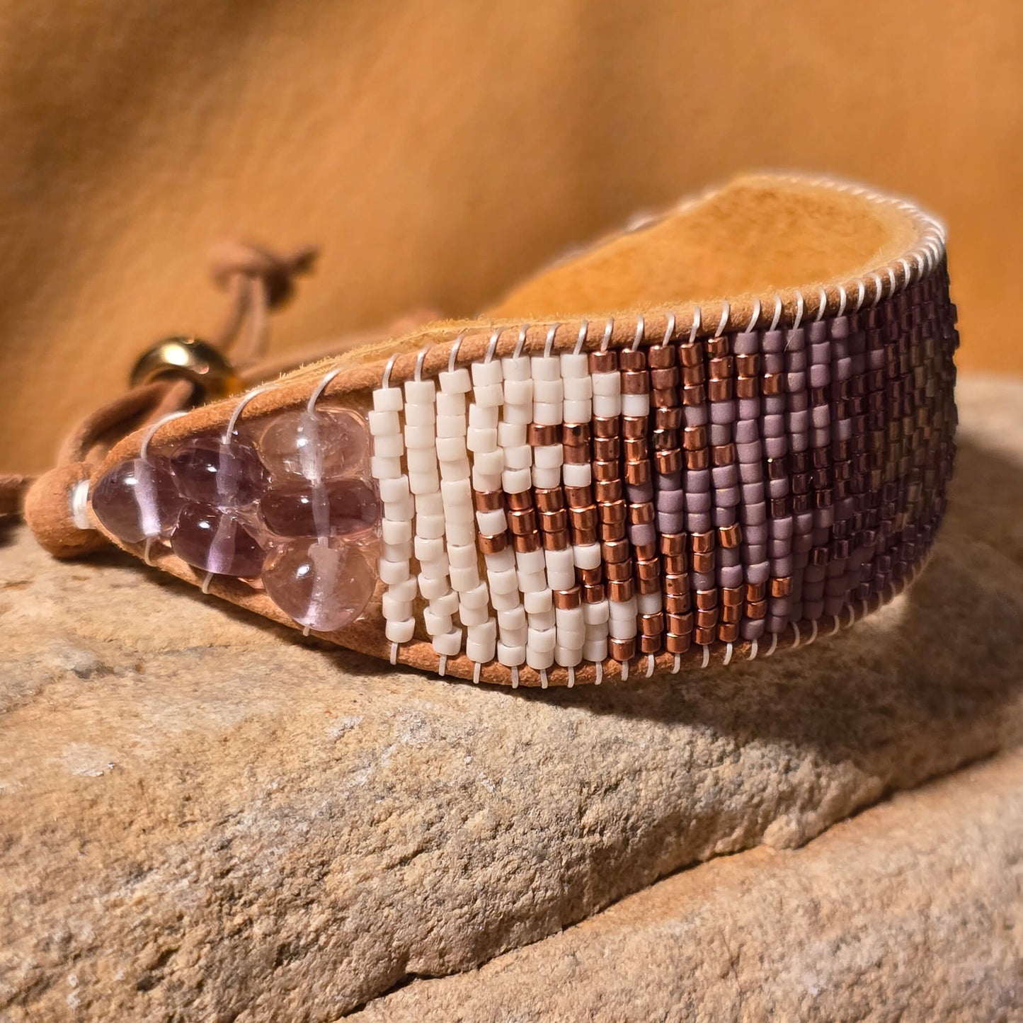 Twilight Warrior Amethyst Large Beaded Cuff Bracelet