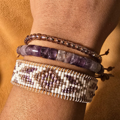 Twilight Flight of the Butterfly Amethyst Medium Beaded Cuff Bracelet