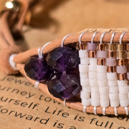 Twilight Ascension Amethyst Medium Beaded Cuff Bracelet