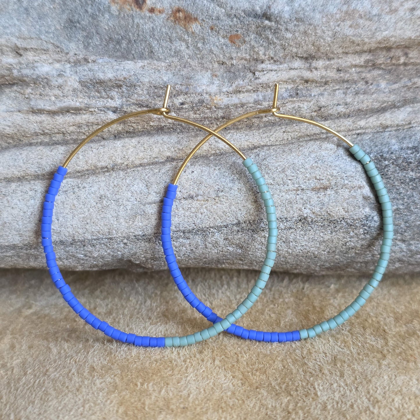 Color Block Beaded Hoop Earrings | Large | Nyaweh