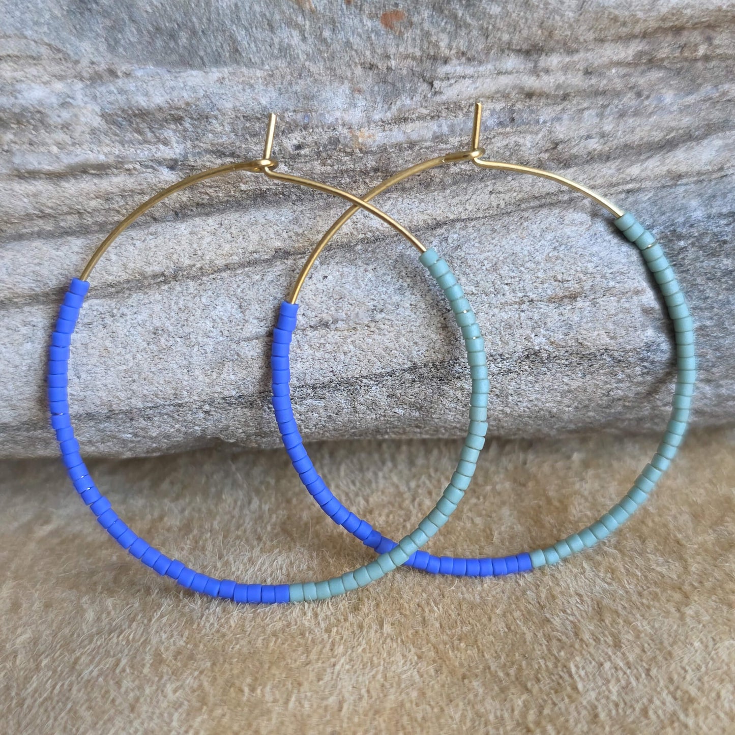 Color Block Beaded Hoop Earrings | Large | Nyaweh