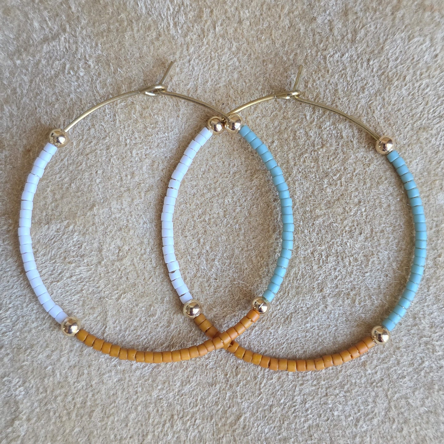 Color Block Beaded Hoop Earrings | Large | Nyaweh