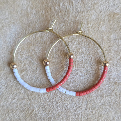 Color Block Beaded Hoop Earrings | Small | Nyaweh