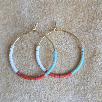 Color Block Beaded Hoop Earrings | Small | Nyaweh