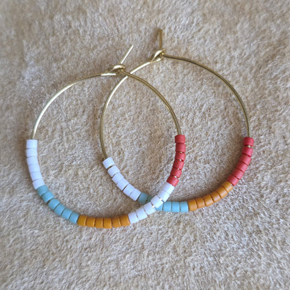 Color Block Beaded Hoop Earrings | Small | Nyaweh