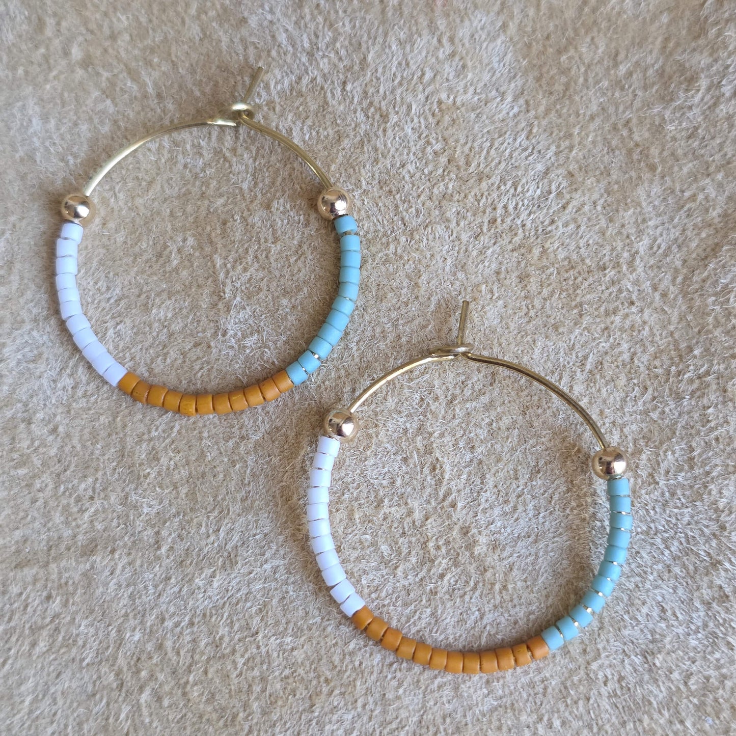 Color Block Beaded Hoop Earrings | Small | Nyaweh