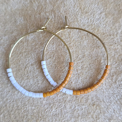Color Block Beaded Hoop Earrings | Small | Nyaweh