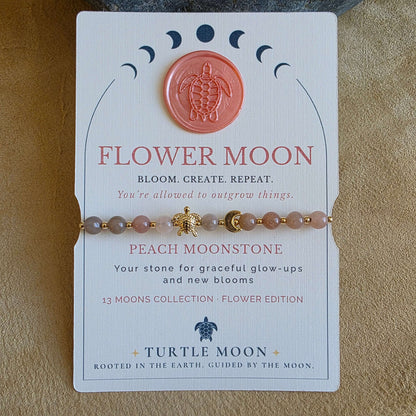 Flower Moon Bracelet | Peach Moonstone