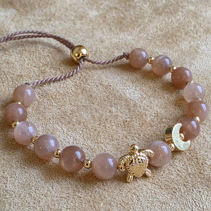Flower Moon Bracelet | Peach Moonstone