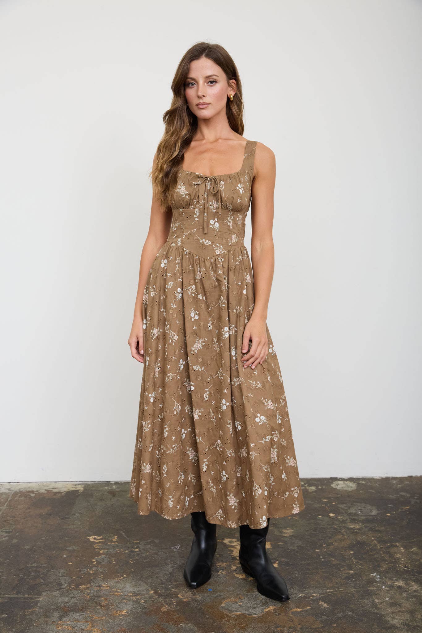 Marigold Eyelet Midi Dress
