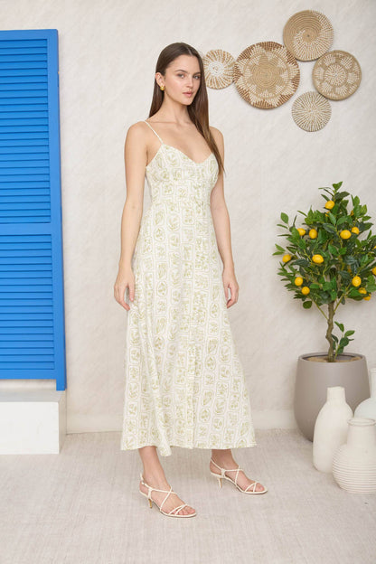 Effortless Tile Print Midi Dress