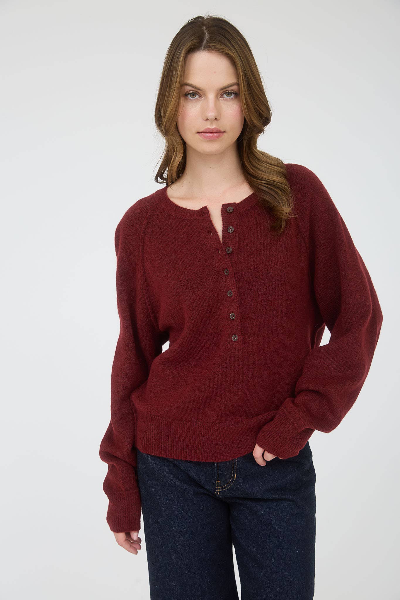 Laid-Back Henley Sweater
