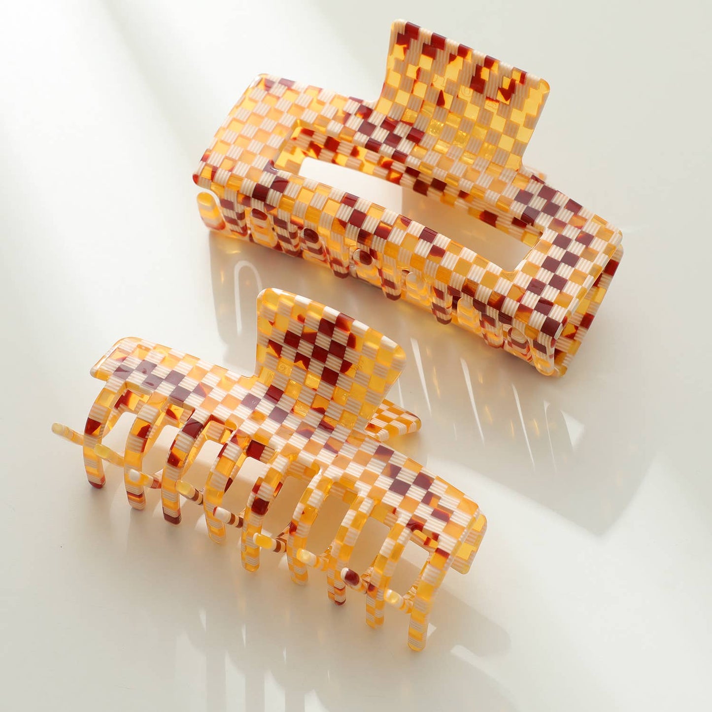 Golden Checkerboard Large - Assorted Claw Clips