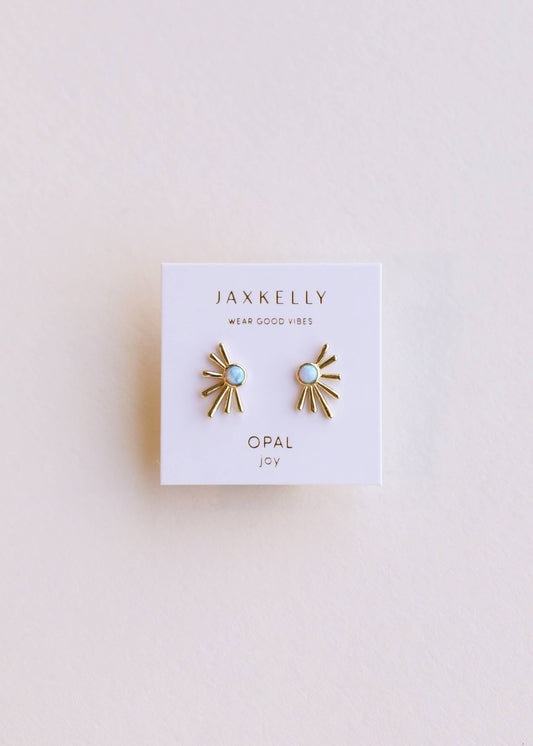 Sun Ray - Fire Opal - Gold Earrings