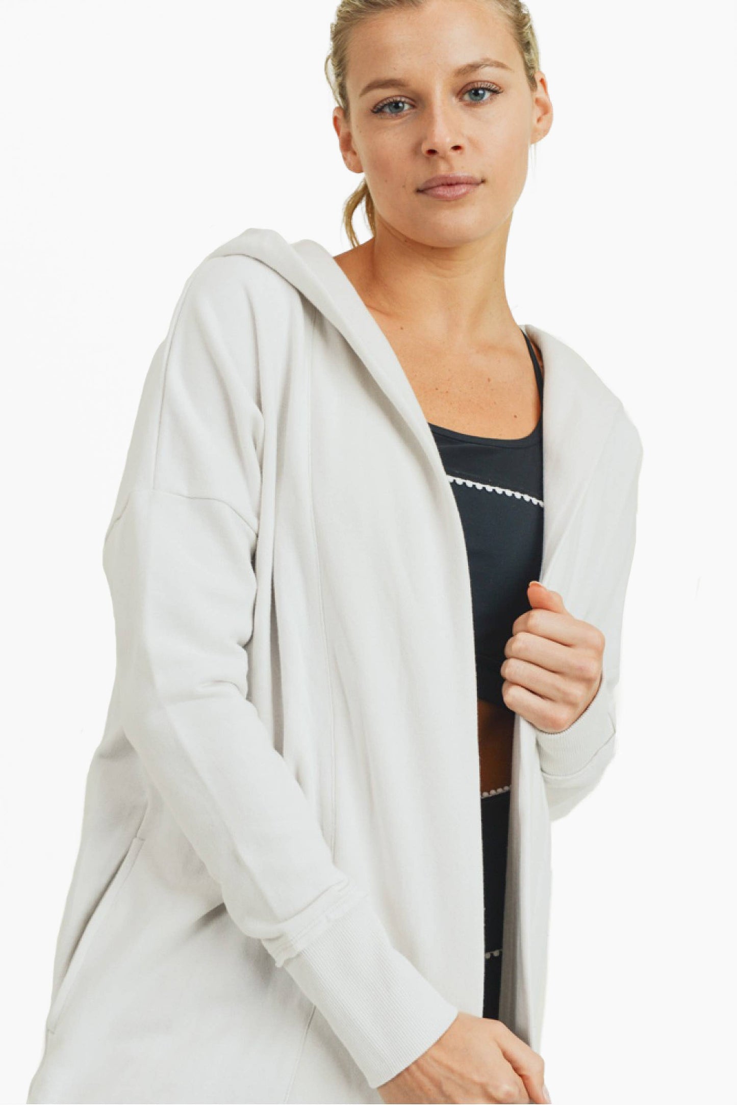 Open Front Longline Hoodie Cardigan