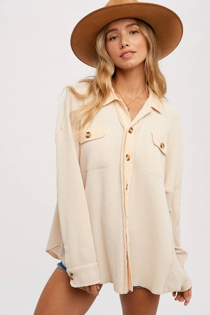 SLOUCHY WAFFLE KNIT JACKET