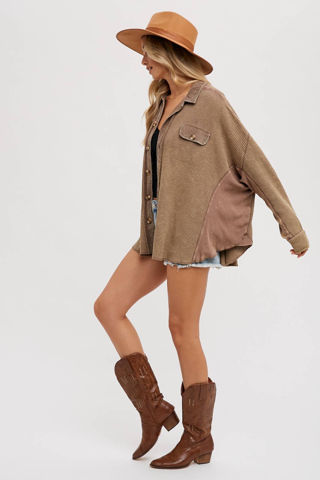 SLOUCHY WAFFLE KNIT JACKET