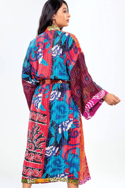Kantha Kimono Quilted Cotton Robe
