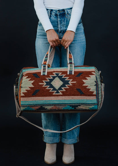 Rust, Green & Cream Aztec Duffel