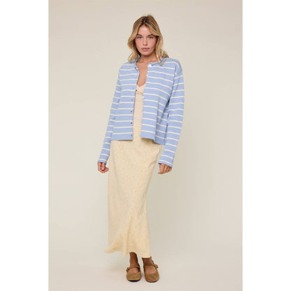 Ember Simple Striped Button Up Sweater