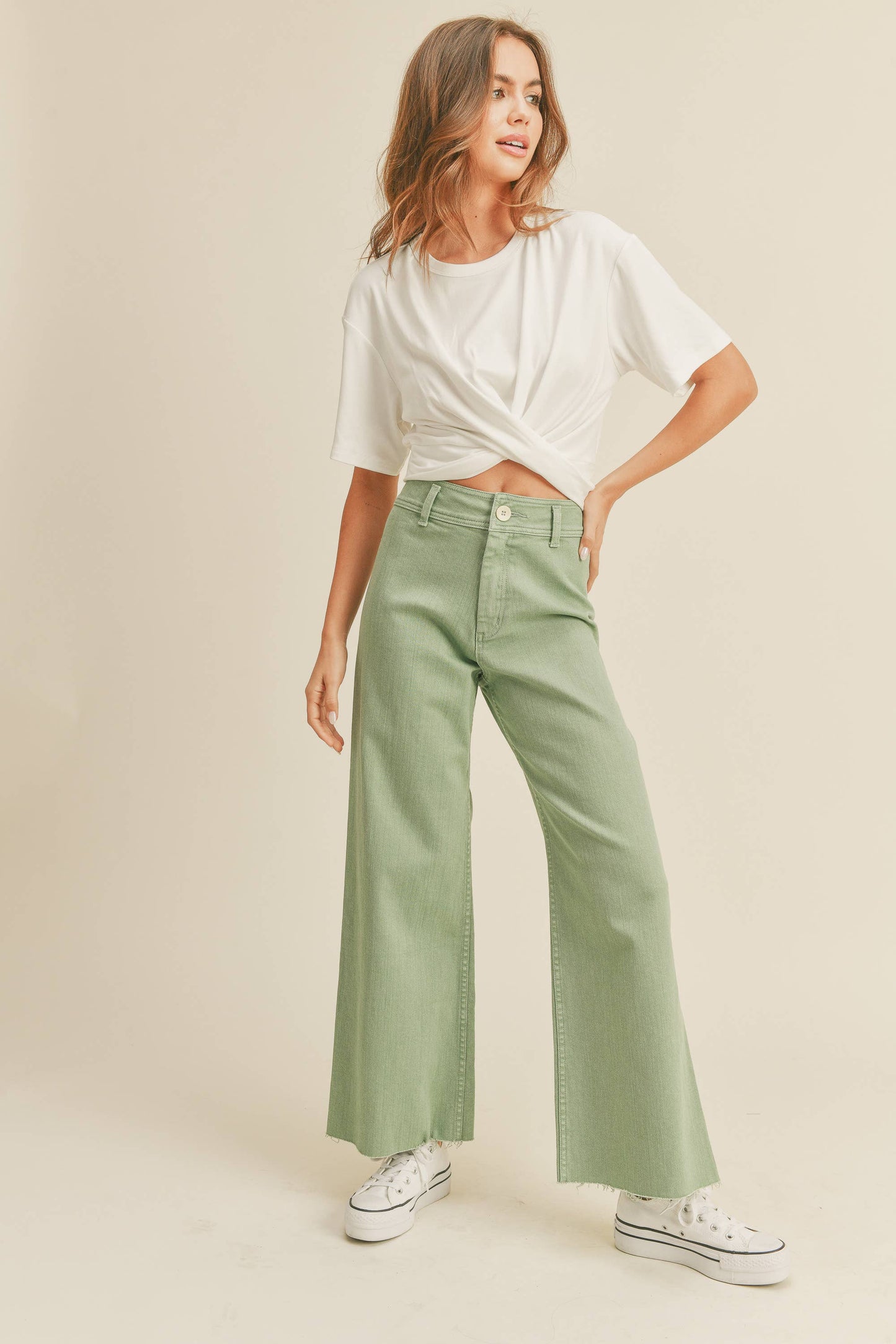 Stone Wide Leg Denim Pants
