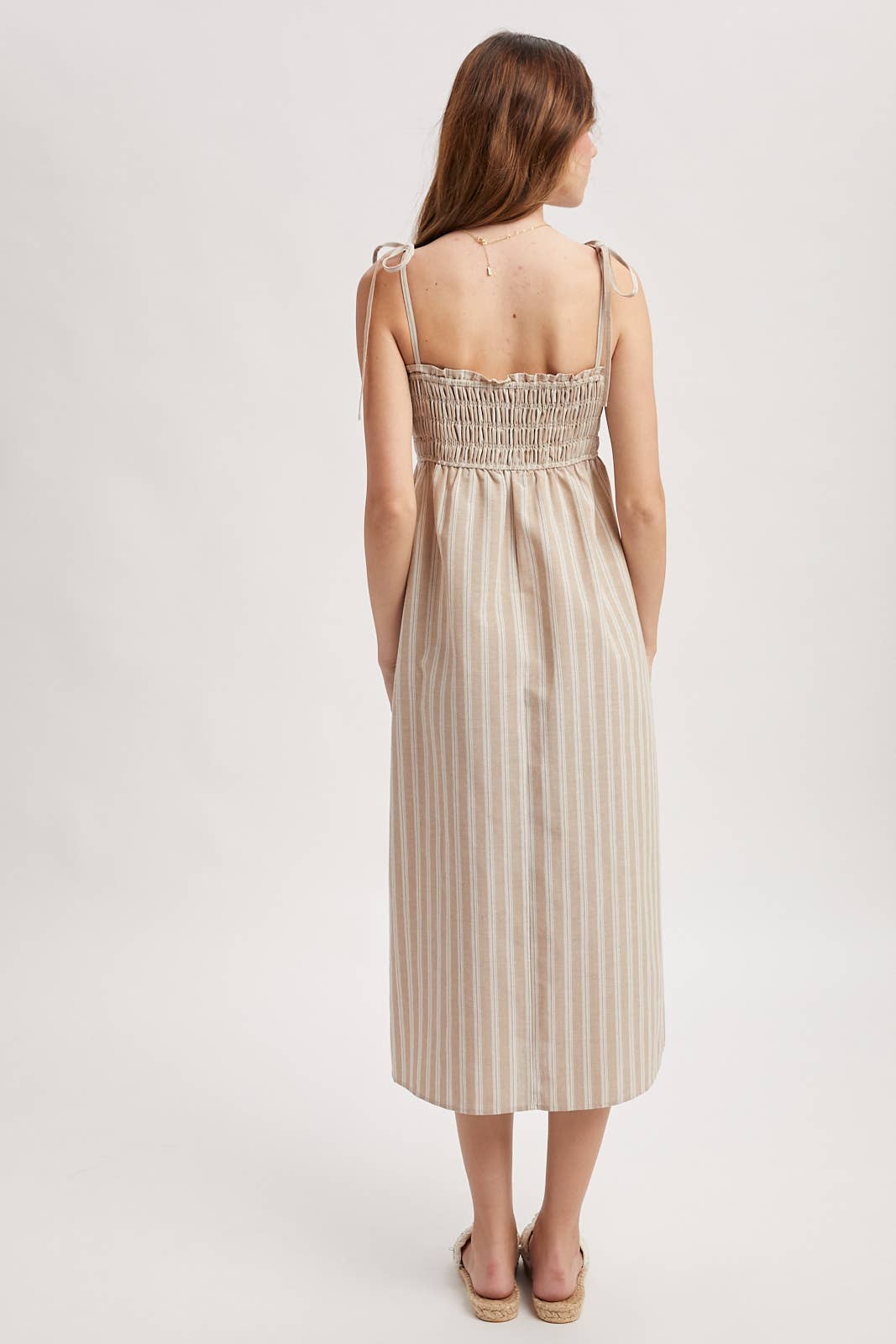 Taylor Perfect Striped Linen Midi Dress