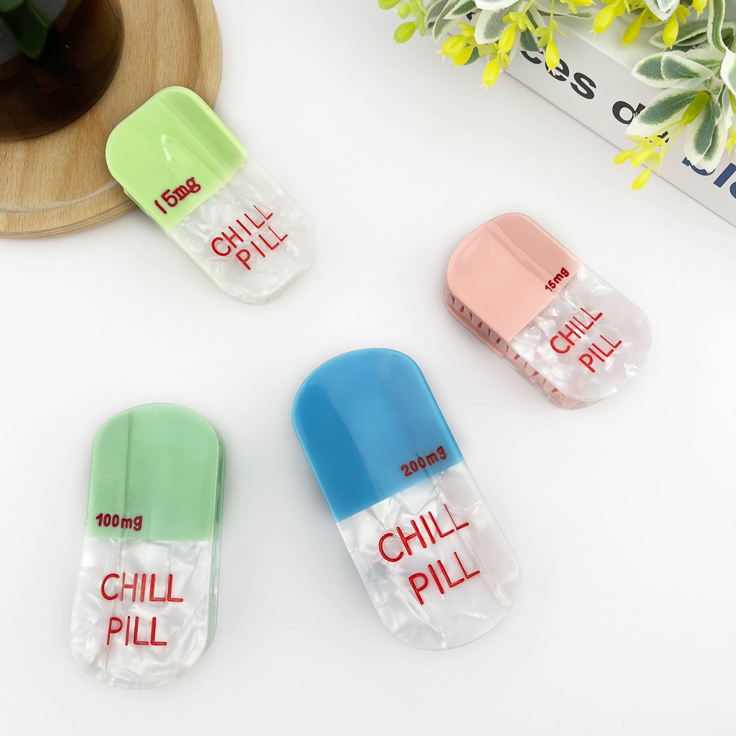 Acetate Pill Hair Clips