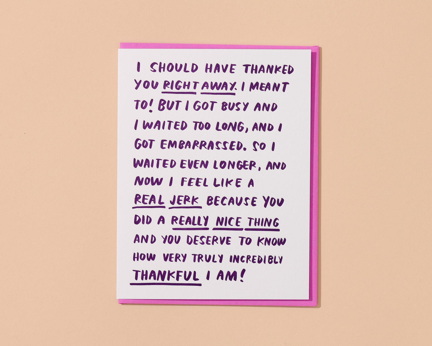 Letterpress Belated Thank You Ramble Card