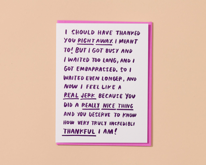 Letterpress Belated Thank You Ramble Card