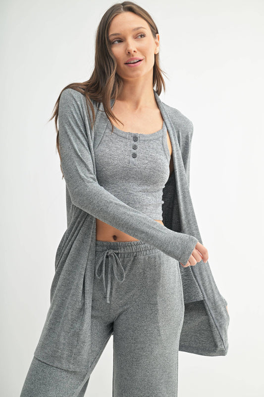 Brushed Hacci Open Cardi