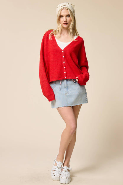 Soft V Neck Button Up Cardigan